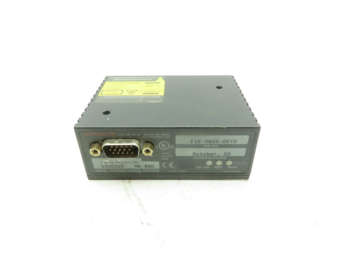 Microscan 820 Fixed Barcode Scanner Raster Medium FIS-0820-0010