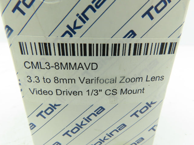 Tokina CML3-8MMAVD Varifocal Auto Iris Zoom Lens 3.3-8mm Security Camera CS/CCTV
