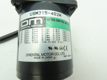 ORIENTAL MOTOR USM315-402W Speed Control Motor 1/4" Shaft
