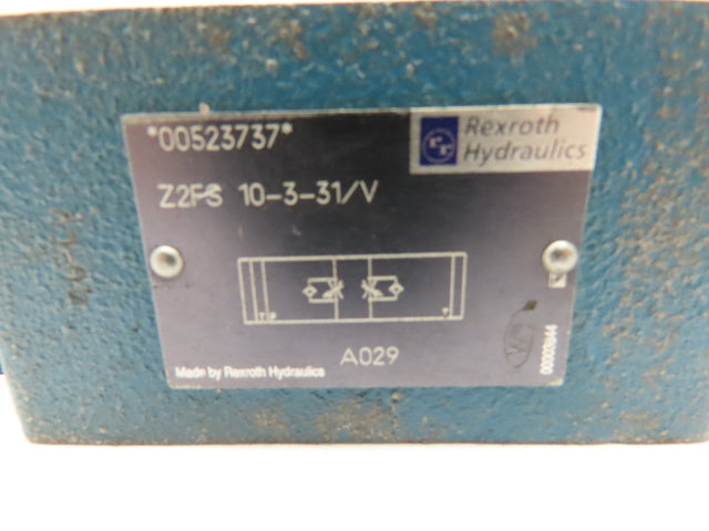 Rexroth Z2FS-10-3-31/V Double Throttle Hydraulic Check Valve W-Key