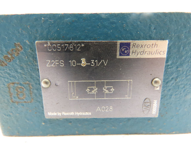 Rexroth Z2FS 10-3-31/V Double Throttle Hydraulic Check Valve W-Key