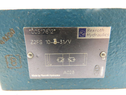 Rexroth Z2FS 10-3-31/V Double Throttle Hydraulic Check Valve W-Key