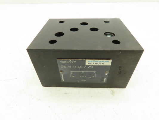 Rexroth Z1S-10-T1-33/V W4 Hydraulic Check Valve Sandwich Block