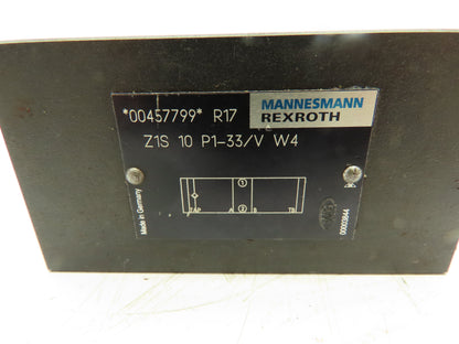 Rexroth Z1S-10-P1-33/V W4 Hydraulic Check Valve Sandwich Block
