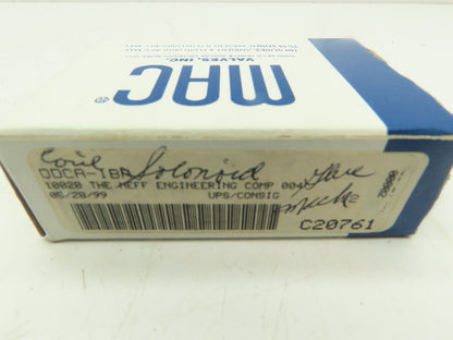 MAC DDCA-1BA Valve Solenoid Coil 12 VDC 7.5W  (Coil Only)