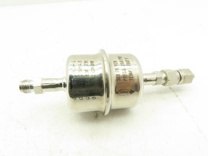 Pall Gaskleen GLF6101SM4S Inline Gas Filter 0.02 Micron 250 PSI 100F 1/4" Tube