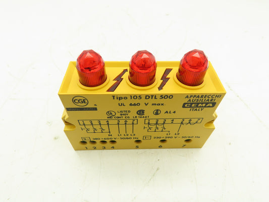 Tipo 105DTL500 RED Flashing Signaling Power Supply Alarm Module 3-Phase 660V