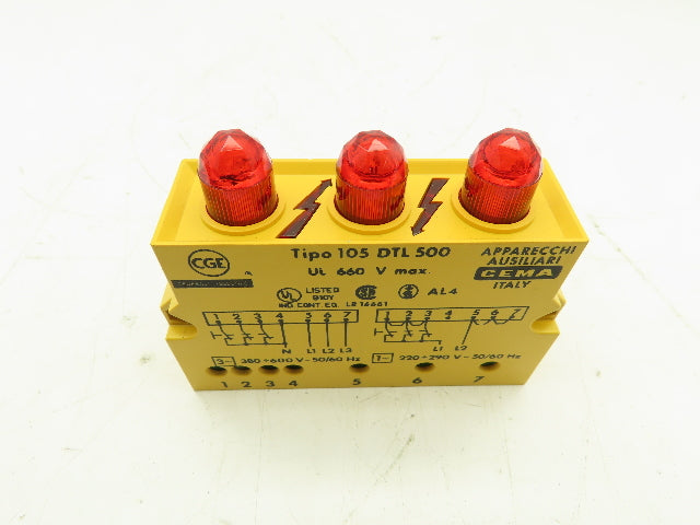 Tipo 105DTL500 RED Flashing Signaling Power Supply Alarm Module 3-Phase 660V