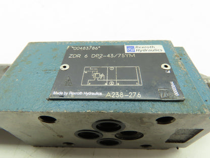 Rexroth ZDR 6 DP2-43/75YM Hydraulic Pressure Reducing Valve Lot of 2