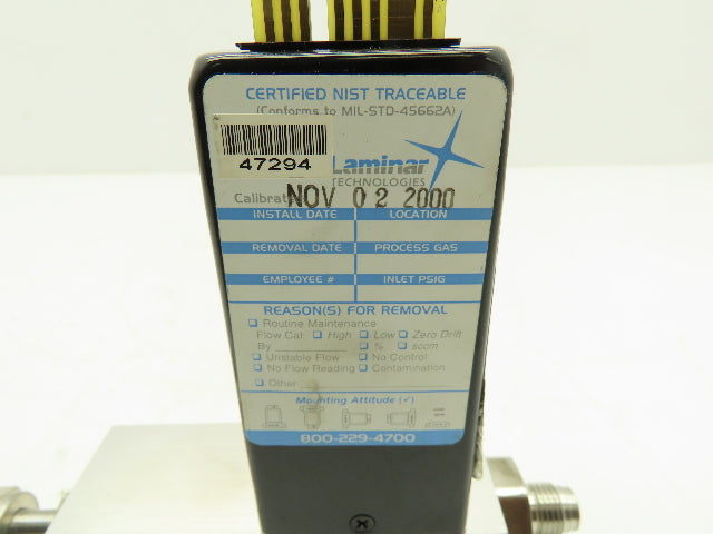 Unit UTM-2020 Mass Flow Controller N2 Gas 30 SLM Card Edge 500 PSI