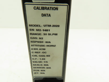 Unit UTM-2020 Mass Flow Controller N2 Gas 30 SLM Card Edge 500 PSI