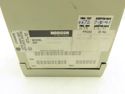 Modicon PC-A984-145 Programmable CPU Control Input/Output A120 Card Rack