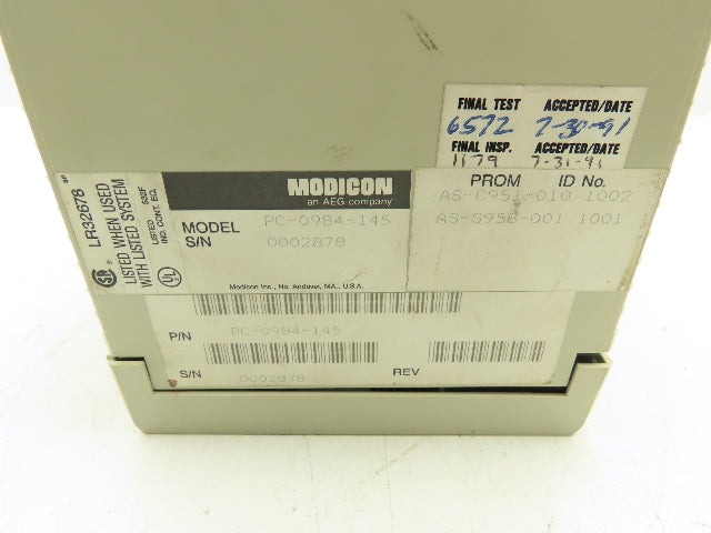 Modicon PC-A984-145 Programmable CPU Control Input/Output A120 Card Rack