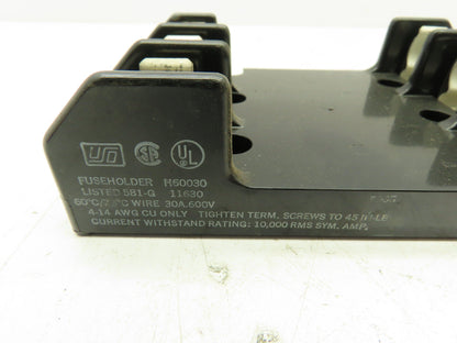 USO H60030 Fuse Holder 3-Pole Fuse Block 30A Class H 30 Amp 600V  LOT OF 6
