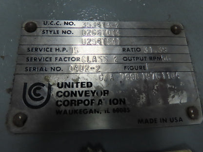 Reliance Motor Inline Gearbox Speed Reducer 15Hp 31.39:1 56RPM 230/460V 3Ph