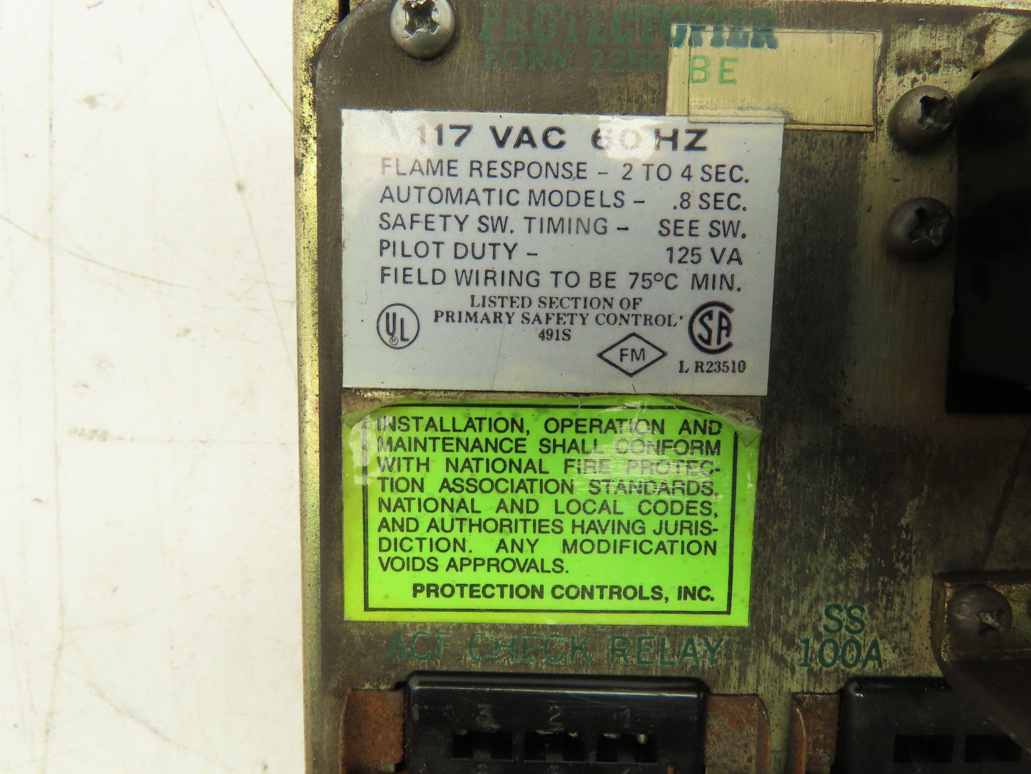 Protection Controls SS3CP Form 7256 Protectofier ACF 3-Relay Board 117 VAC