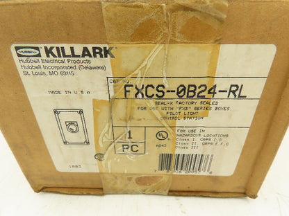 Killark FXCS-0B24-RL Red Pilot Light Indicator For Hazardous Location 125V Max
