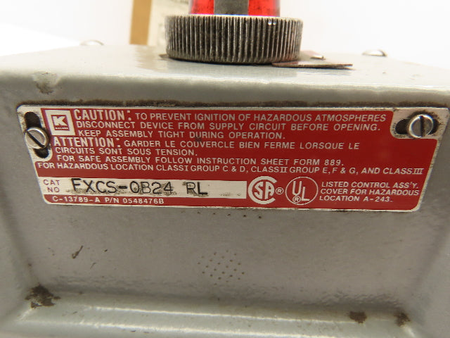 Killark FXCS-0B24-RL Red Pilot Light Indicator For Hazardous Location 125V Max