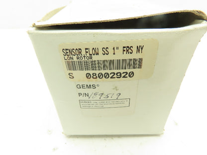 Gems Sensors 189519 RotorFlow Flow Monitor Sensor 24VDC 1"NPT RFS 2500 Stainless