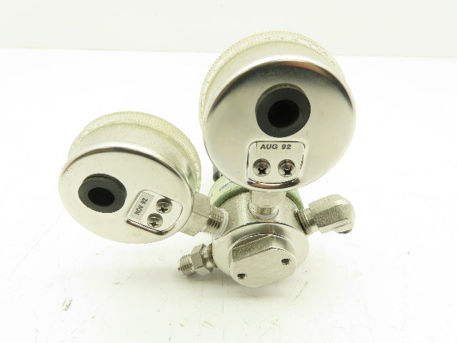 Veriflo IR400S Stainless Pressure Regulator Gas/Oxygen Dual Gauge 100 PSI