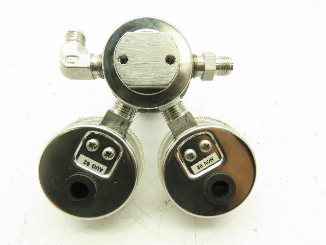 Veriflo IR400S Stainless Pressure Regulator Gas/Oxygen Dual Gauge 100 PSI
