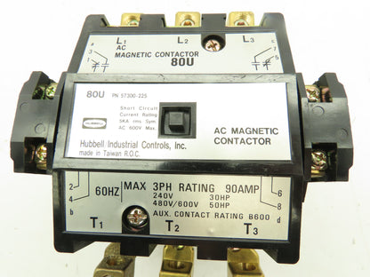 Hubbell 57300-225 Non Reversing AC Magnetic Contactor 80U 3-Pole 115V Coil 90A