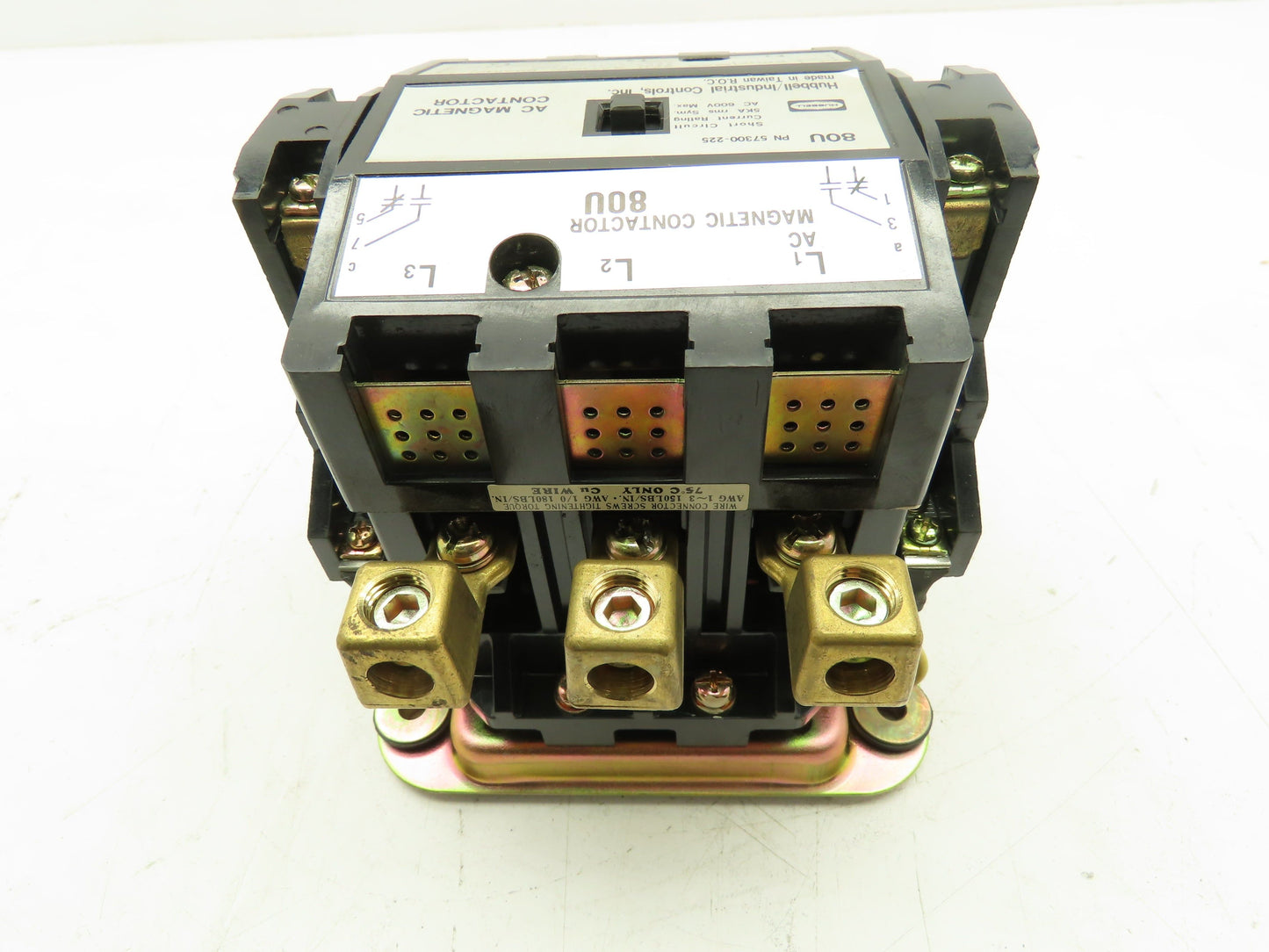 Hubbell 57300-225 Non Reversing AC Magnetic Contactor 80U 3-Pole 115V Coil 90A