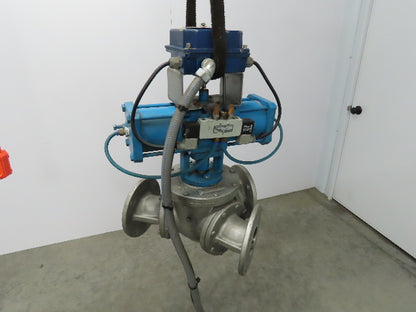 Chicago Valves 3" Flanged 3-Way Ball Valve With Pneumatic Actuator