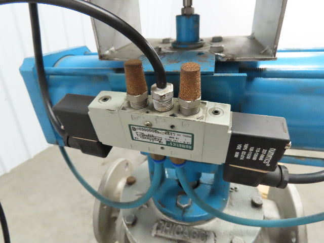Chicago Valves 3" Flanged 3-Way Ball Valve With Pneumatic Actuator