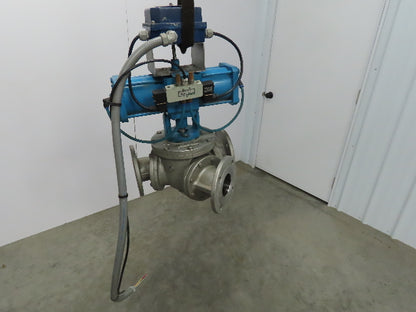 Chicago Valves 3" Flanged 3-Way Ball Valve With Pneumatic Actuator