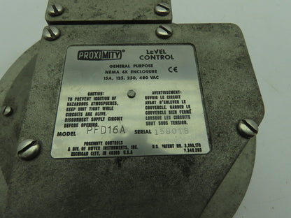 Dwyer PFD16A Proximity Level Control Switch 15A 480V NEMA 4X Enclosure