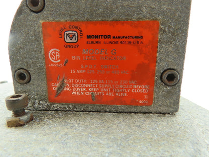 Monitor Manufacturing Model G Bin Level Indicator S.P.D.T. Switch 15A  480V