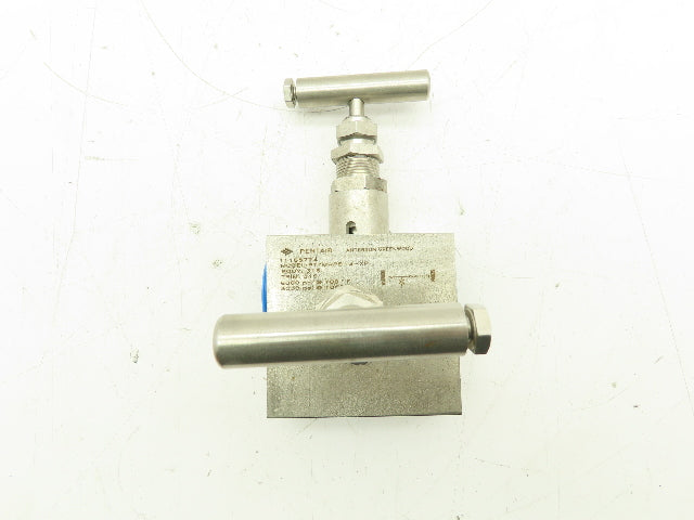 PT7MHPS-4-XP Pentair 2-Valve Stainless Manifold Block 1/2" NPT 3-Port 6000 PSI