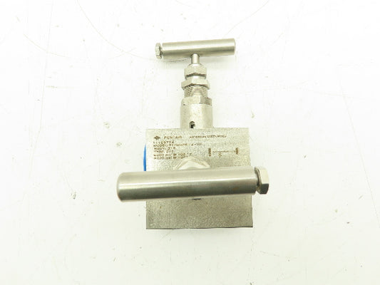 PT7MHPS-4-XP Pentair 2-Valve Stainless Manifold Block 1/2" NPT 3-Port 6000 PSI