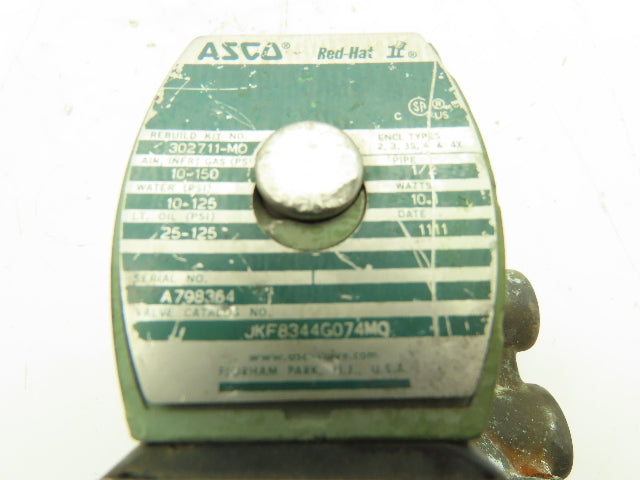 Asco Red Hat JKF8344G074MO Pneumatic Solenoid Valve 120V 150PSI 1/2" NPT 4-Way