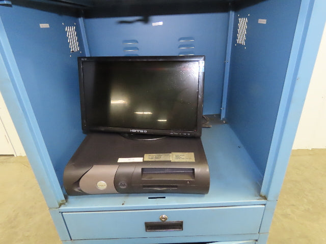 Global Industrial Mobile Computer Cabinet W/Zebra 140Xi II Thermal Label Printer