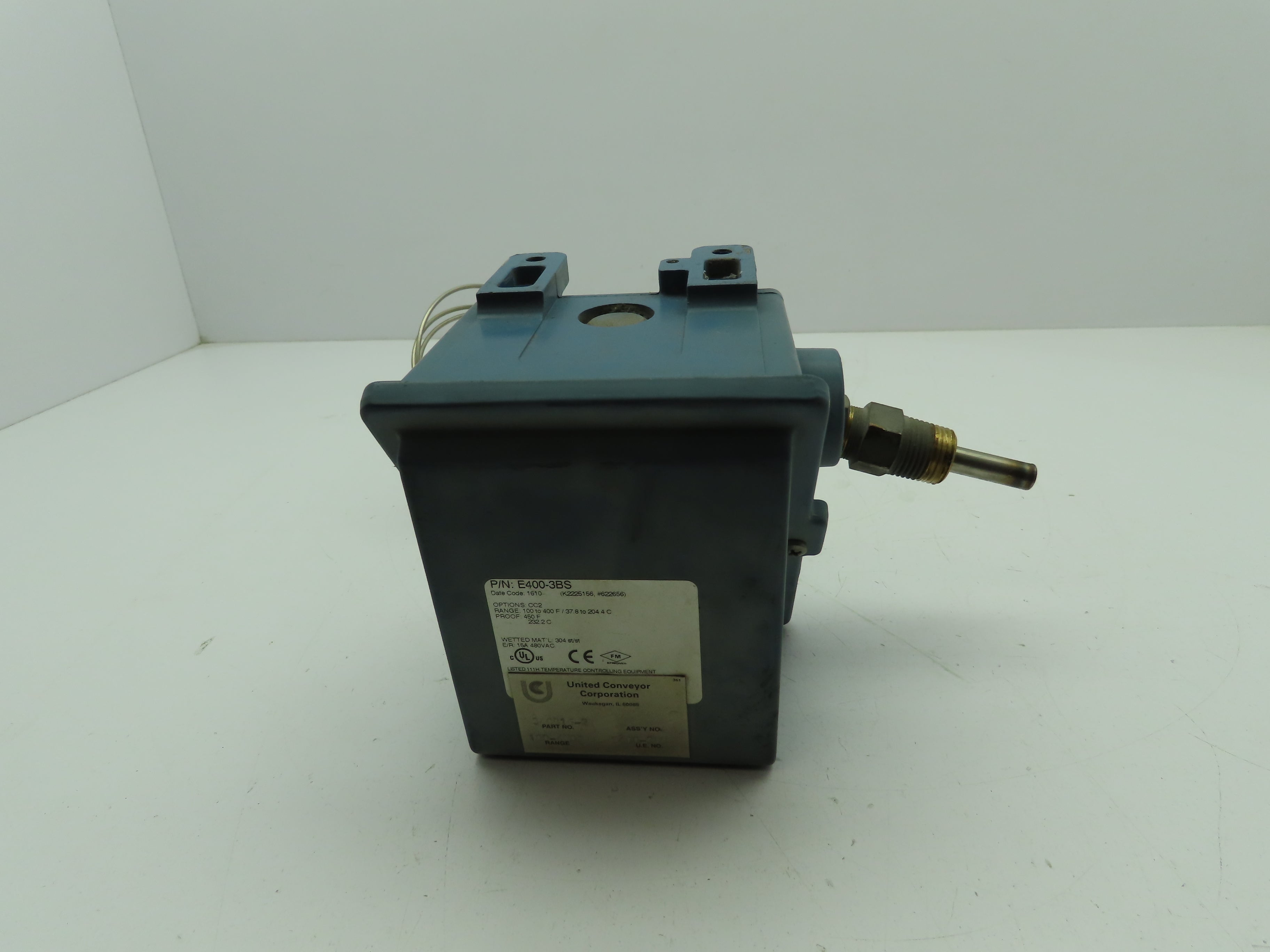 Cc2 Switch UE United Electric E400-3BS Temperature Switch CC2 100-400F SPDT Bulb ...