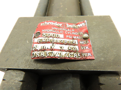 Schrader Bellows FHB112813 Hydraulic Cylinder 5000PSI 2"Bore 7.5"Stroke
