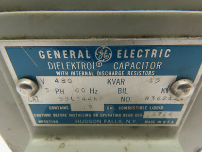 G E 55L344KD Dielektrol Capacitor w/Internal Discharge Resistors 480V 15KVAR 3PH