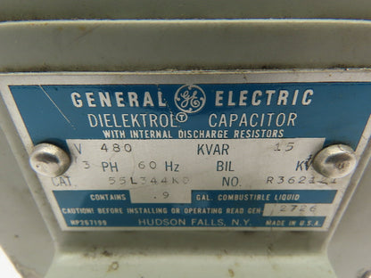 G E 55L344KD Dielektrol Capacitor w/Internal Discharge Resistors 480V 15KVAR 3PH