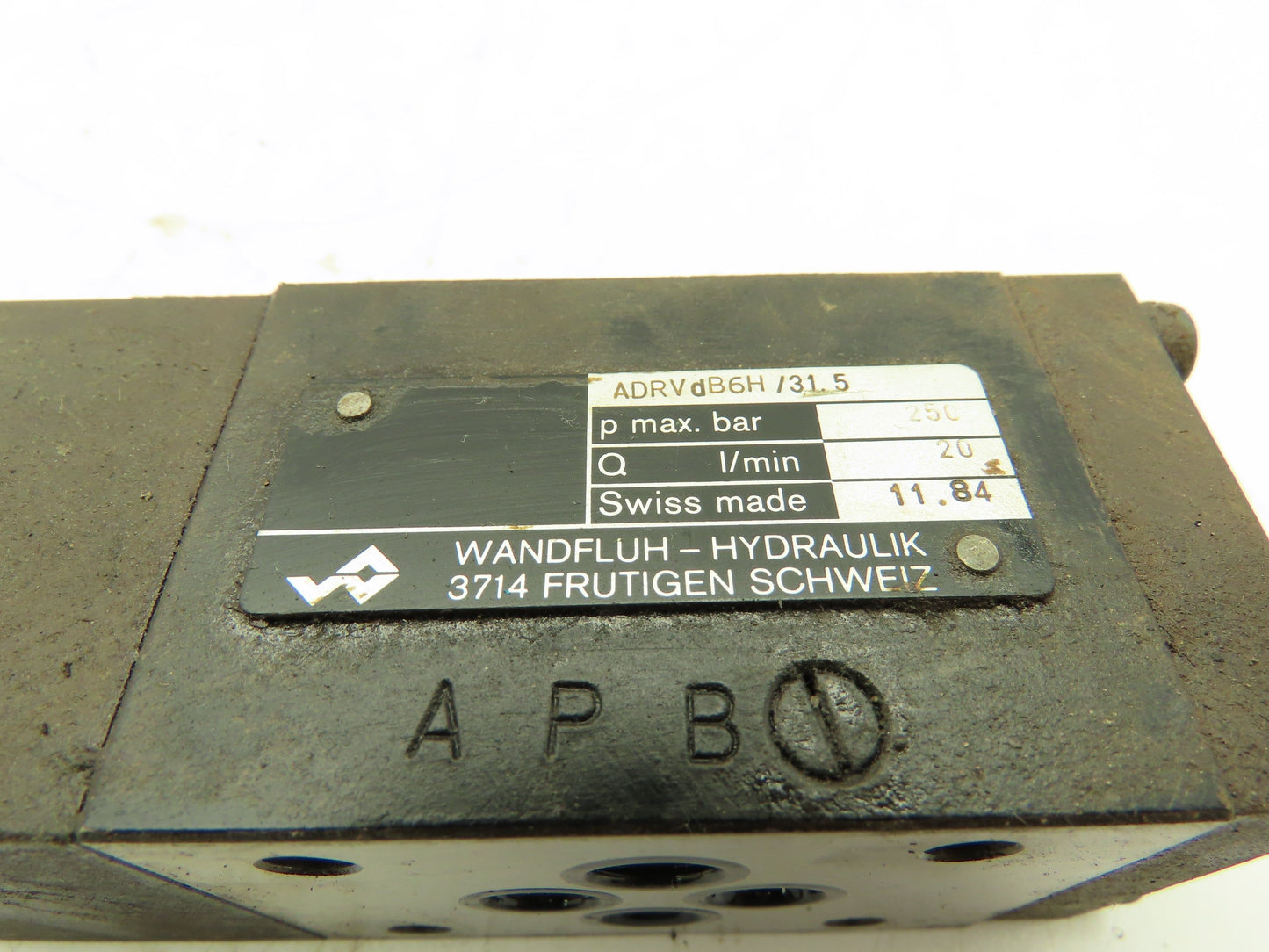 Wandfluh Hydraulik ADRVdB6H /31.5 p max. bar 250 Hydraulic Valve