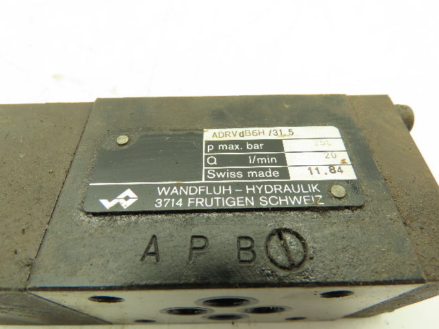 Wandfluh Hydraulik ADRVdB6H /31.5 p max. bar 250 Hydraulic Valve