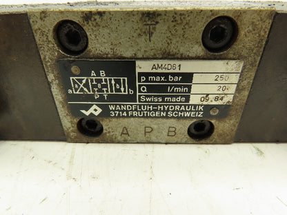 Wandfluh Hydraulik AM4D61 Hydraulic Valve with 24 Vdc Coils