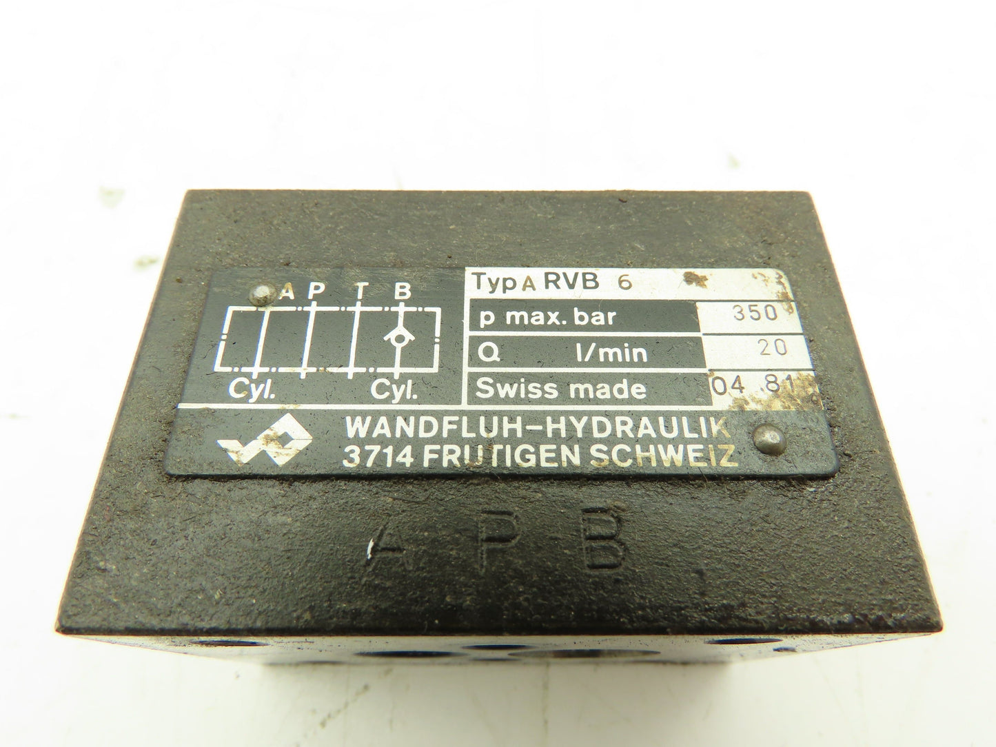 Wandfluh Hydraulik ARVB 6 Hydraulic Valve max 350 bar