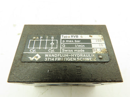 Wandfluh Hydraulik ARVB 6 Hydraulic Valve max 350 bar