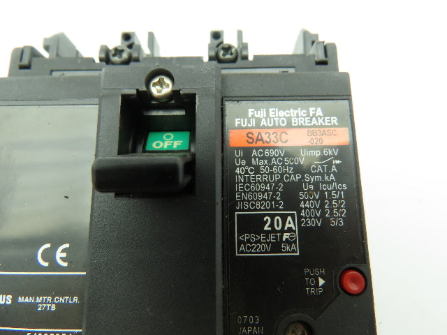 Fuji Electric SA33C Auto Breaker With Rotary Switch 20 AMP AUTO BREAKER