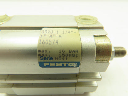 FESTO ADVU-1 1/4"-1"-AP-A Compact Pneumatic Cylinder 150PSI 1"Stroke 1-1/4" Bore