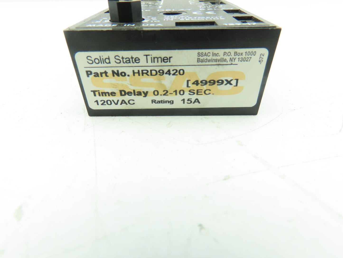 SSAC HRD9420 Solid State Timer adj .2 to 10 seconds Time Delay Relay
