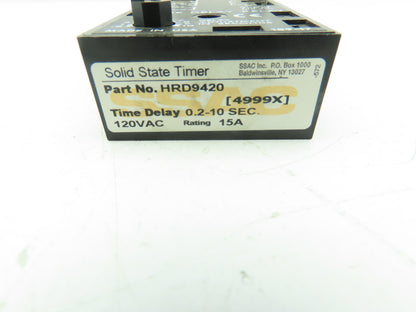 SSAC HRD9420 Solid State Timer adj .2 to 10 seconds Time Delay Relay