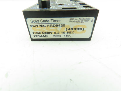 SSAC HRD9420 Solid State Timer adj .2 to 10 seconds Time Delay Relay